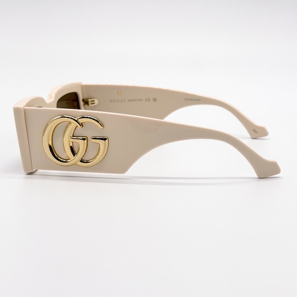 NEW GUCCI GG1425S 004 RECTANGLE BEIGE BROWN WOMEN SUNGLASSES GUCCI - Picture 8 of 12